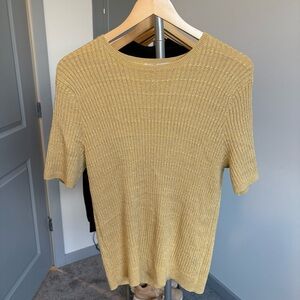 Vintage Alfred Dunner Gold Ribbed Silk Blend Short Sleeve Top